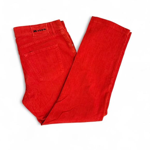 Kiton Men's Designer Red Corduroy Jeans - Picture 1 of 5
